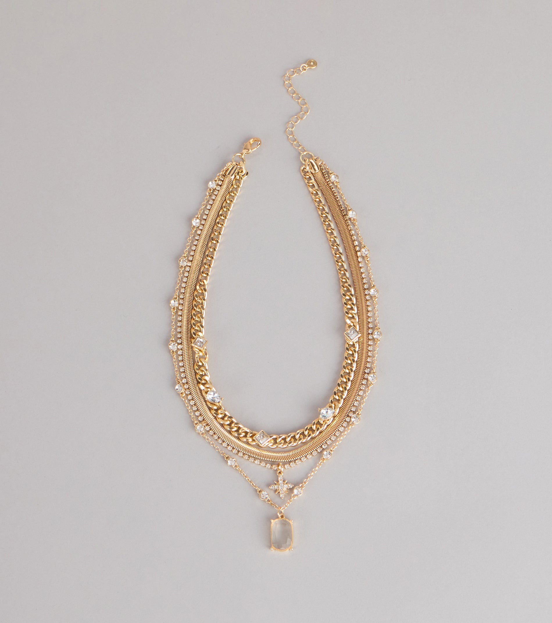 Effortlessly Bold Layered Rhinestone Chain Necklace