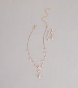 Soft Shine Rhinestone Flower Necklace And Earrings Set