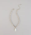 Soft Glam Statement Pearl Charm Chain Necklace