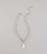 Soft Glam Statement Pearl Charm Chain Necklace