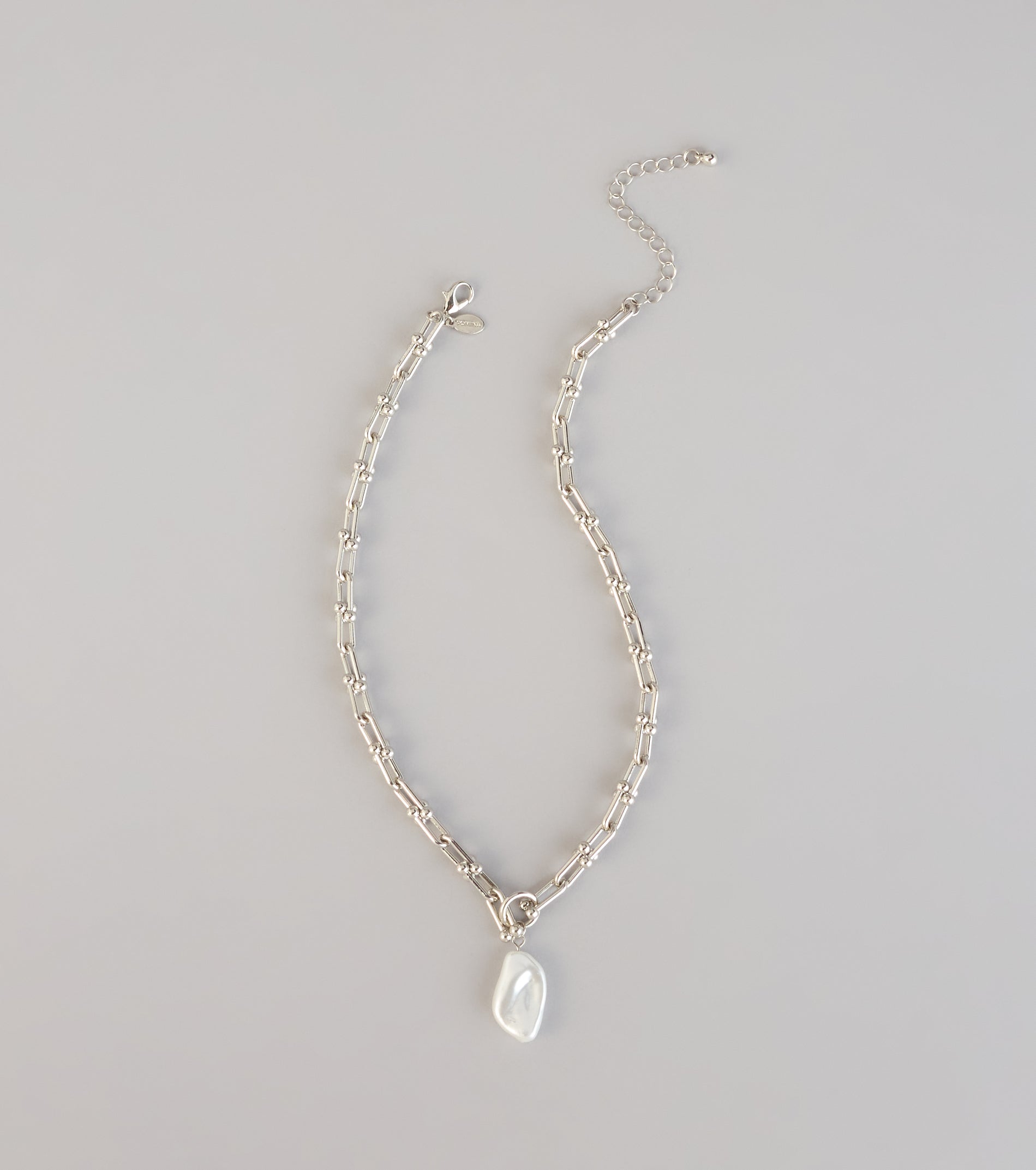 Soft Glam Statement Pearl Charm Chain Necklace