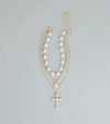 Soft Shine Faux Pearl Cross Charm Necklace Set